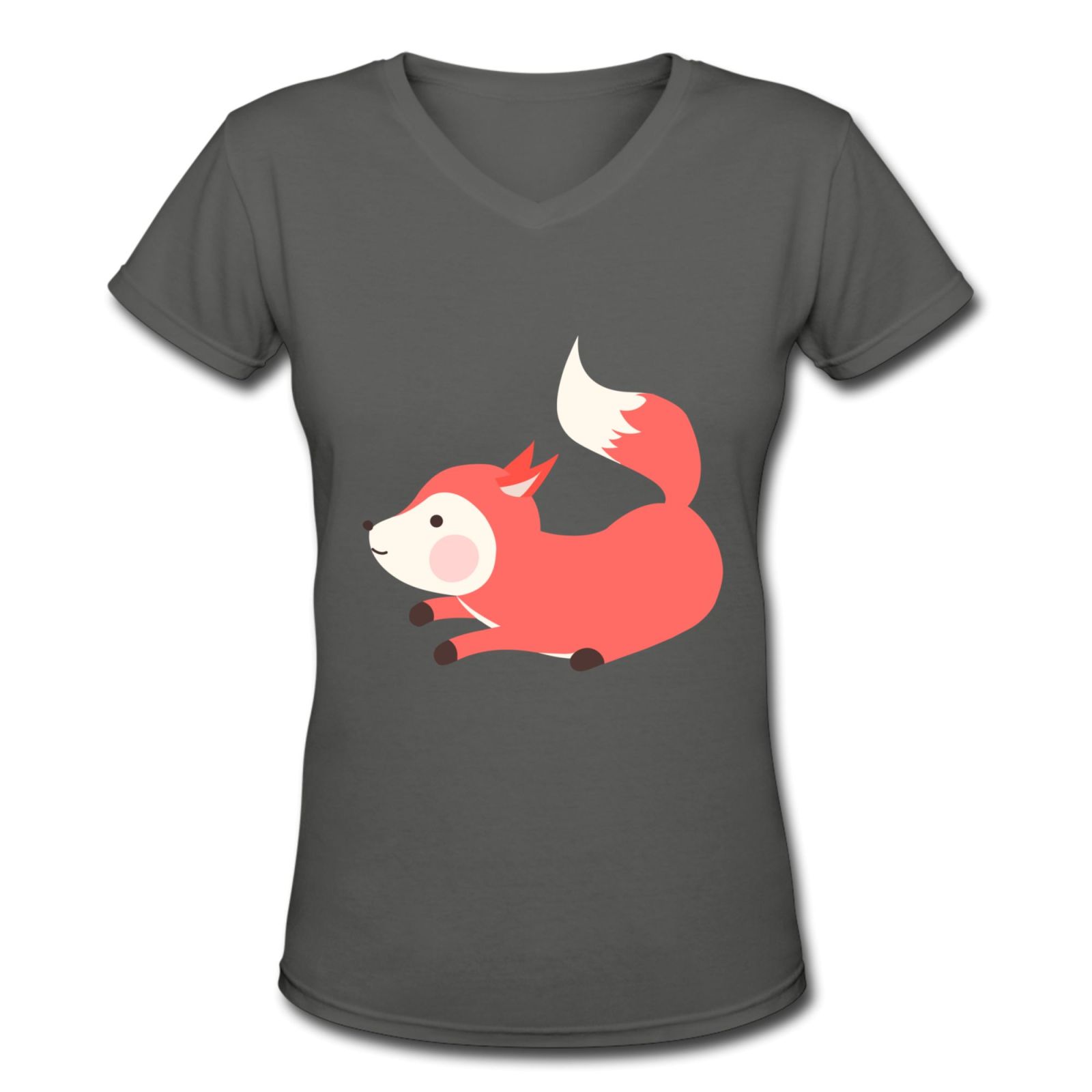 Women's V Neck T Shirts Running white fox