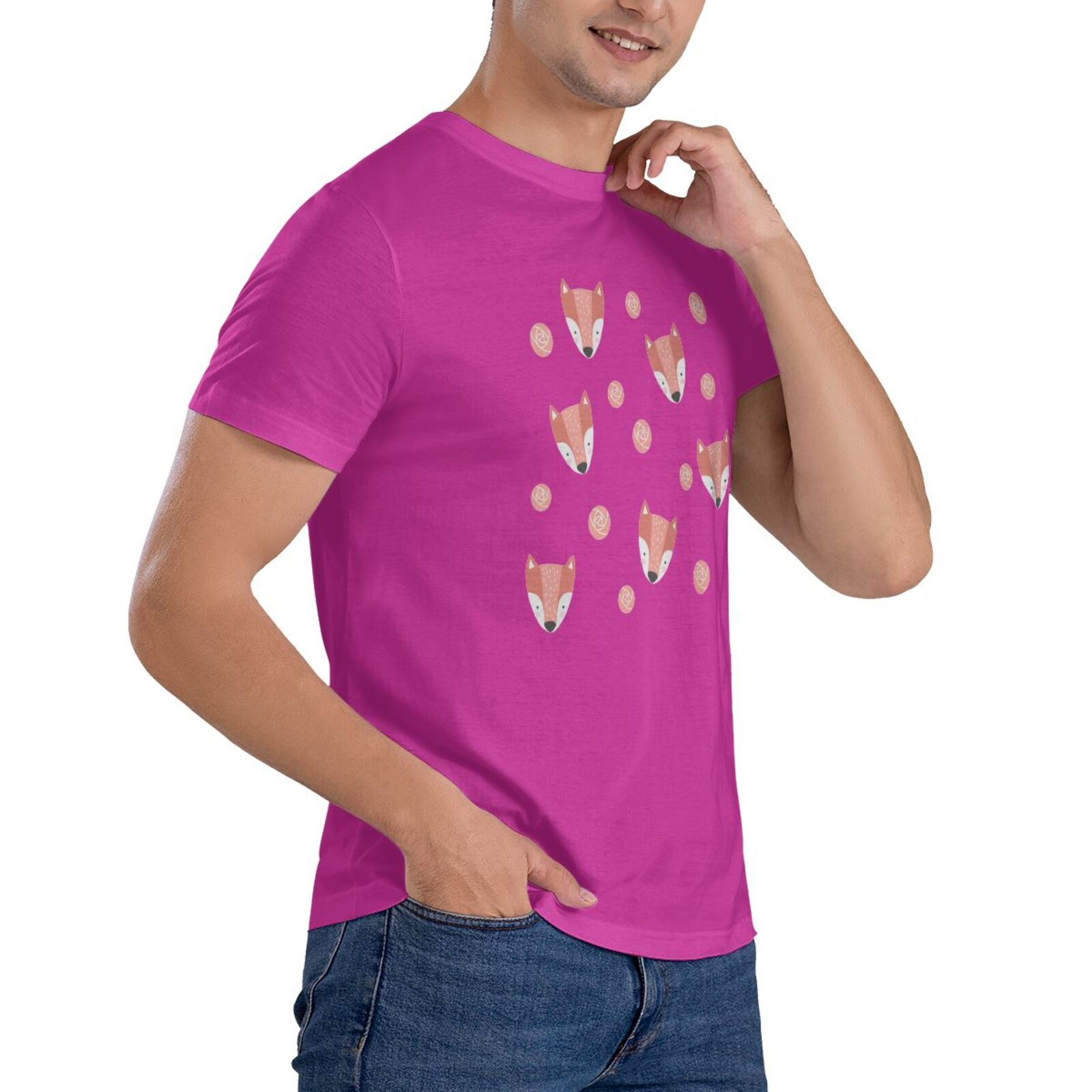 Men's Short Sleeve T-shirt Cute fox short-sleeve shirt