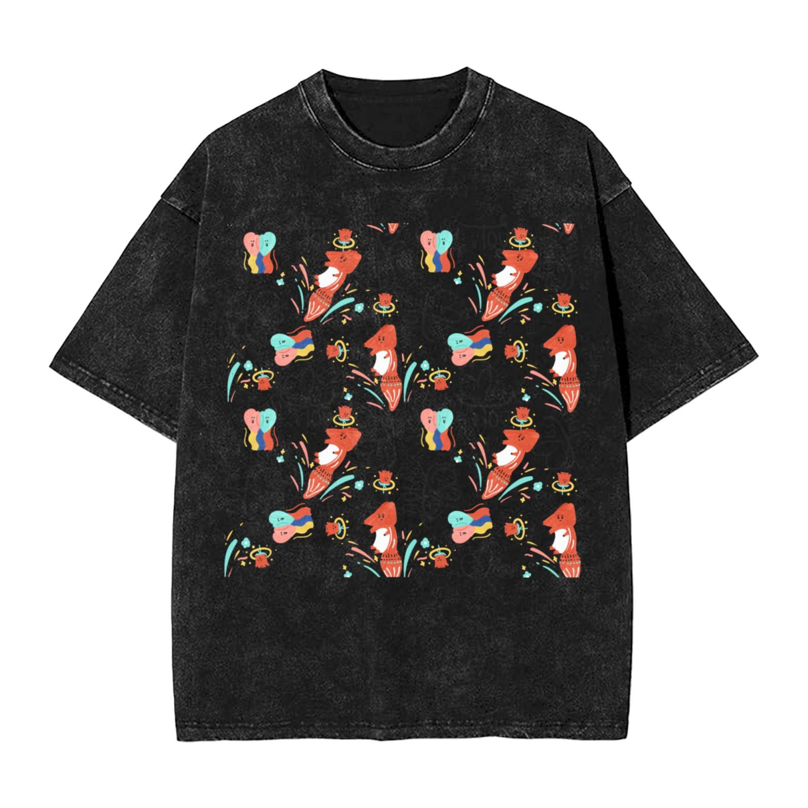 Men's Vintage Oversized T-Shirts Jumping little fox