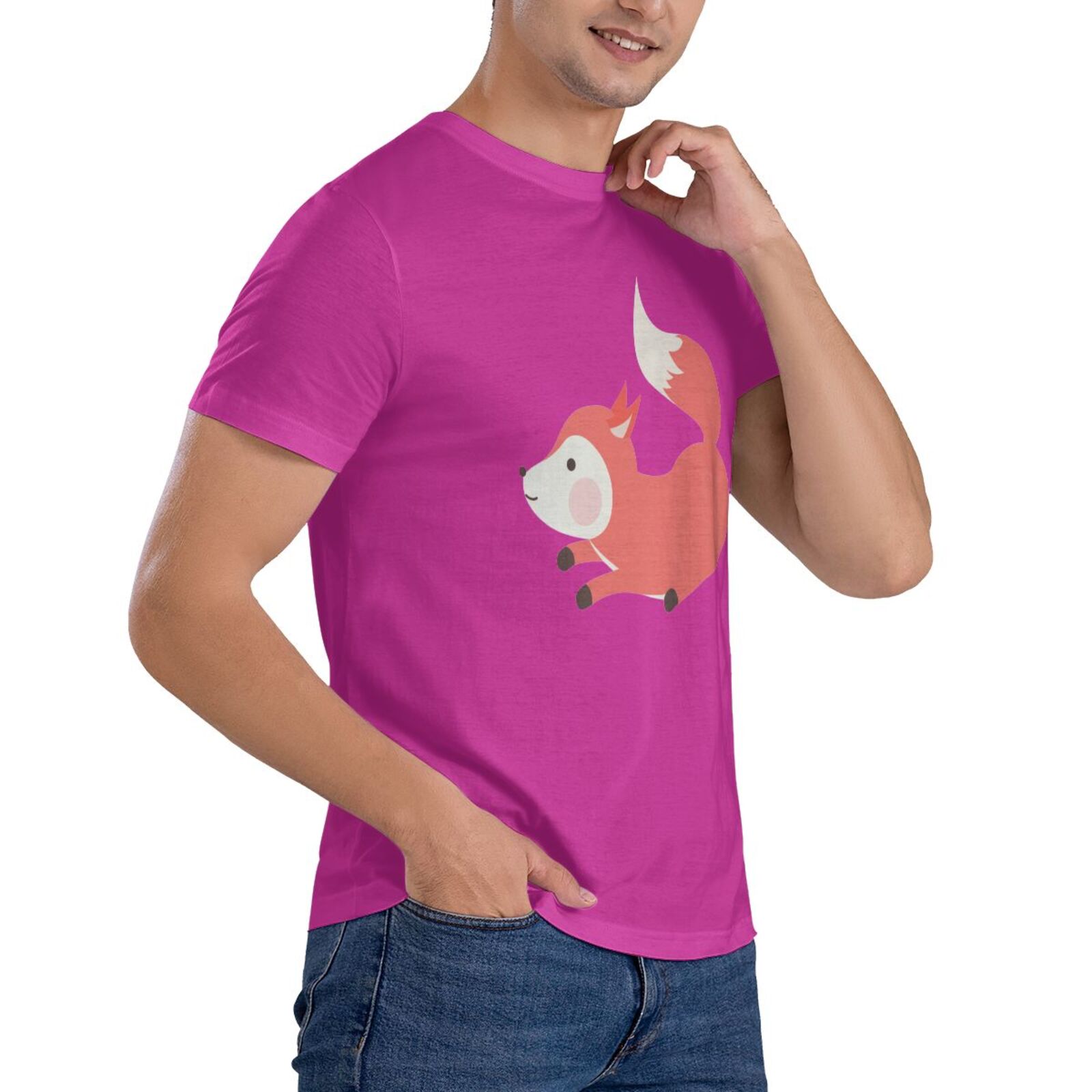 Men's Short Sleeve T-shirt Cute fox short-sleeve shirt