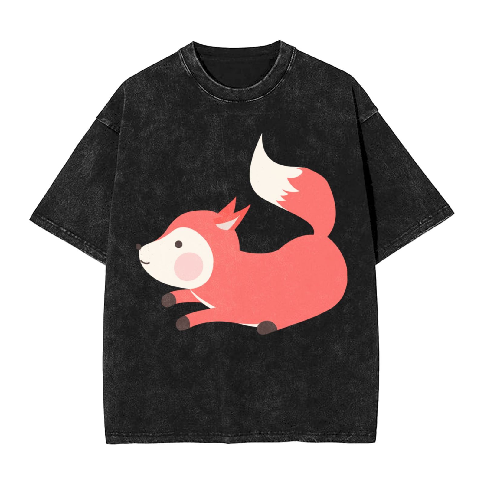 Men's Vintage Oversized T-Shirts Jumping little fox