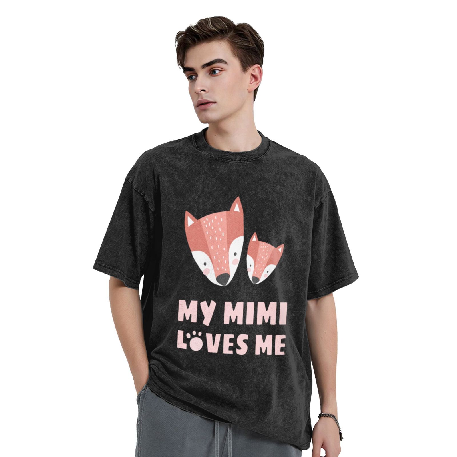 Men's Vintage Oversized T-Shirts Jumping little fox