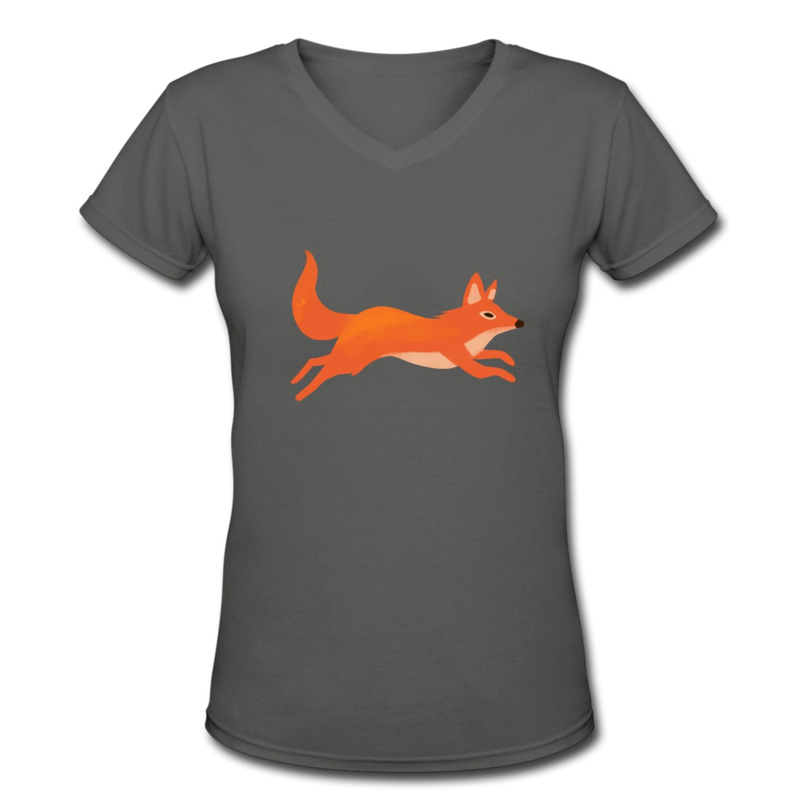 Women's V Neck T Shirts Running white fox