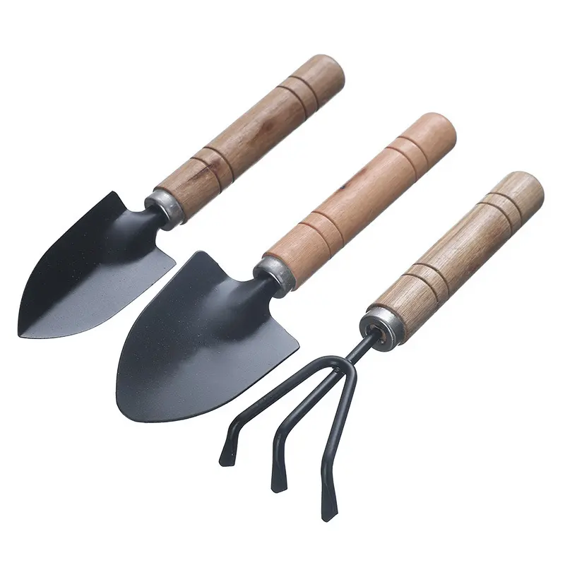 Portable Multifunctional Household Gardening Tool Planting Wooden Handle Mini Customized Garden Rake Tool Set