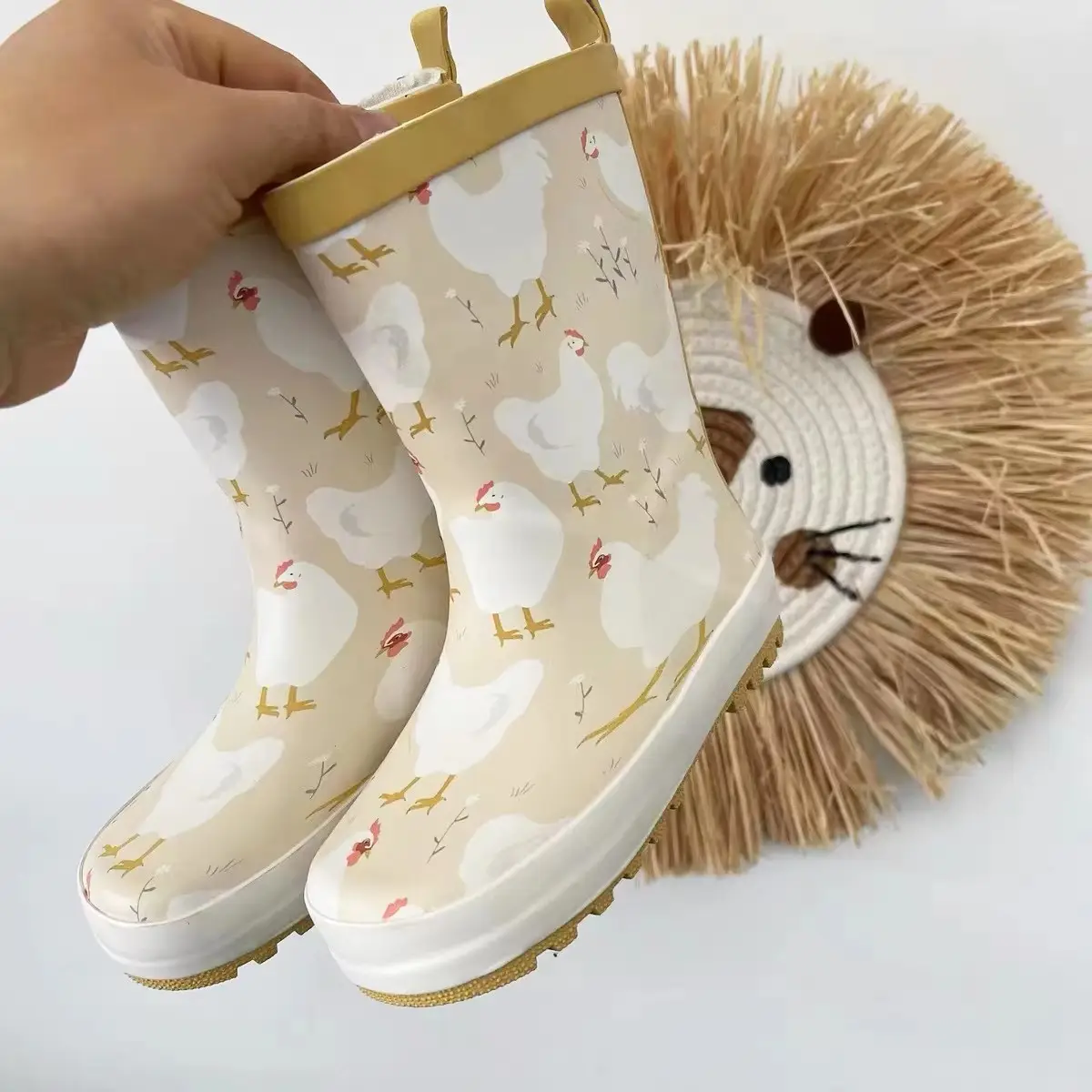 Stylish Waterproof Footwear Cute Chicken Print Rubber Rain Boots for All-Season Comfort