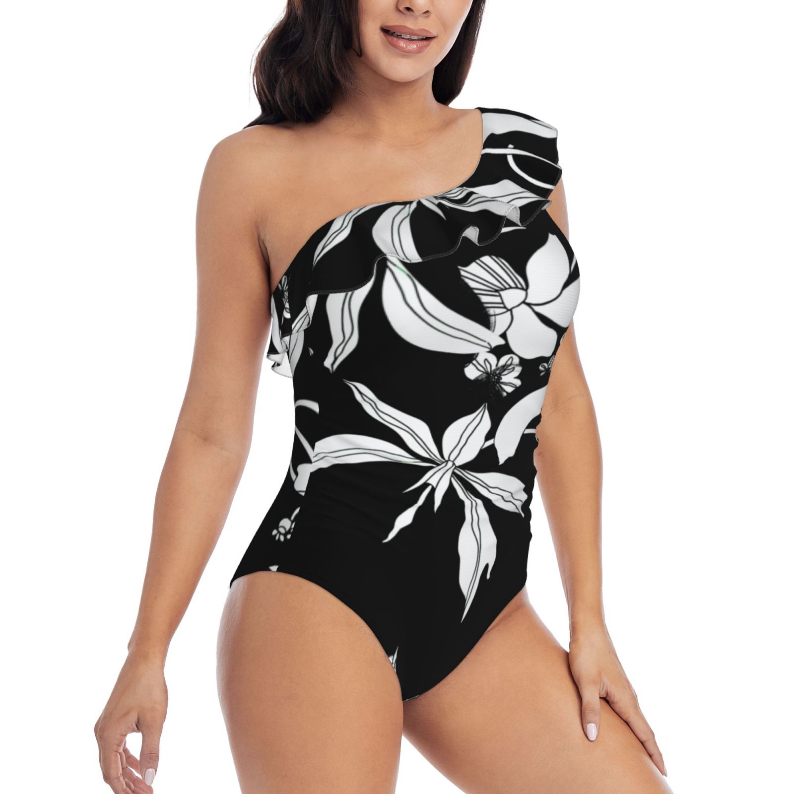 One Shoulder Ruffle Swimsuits