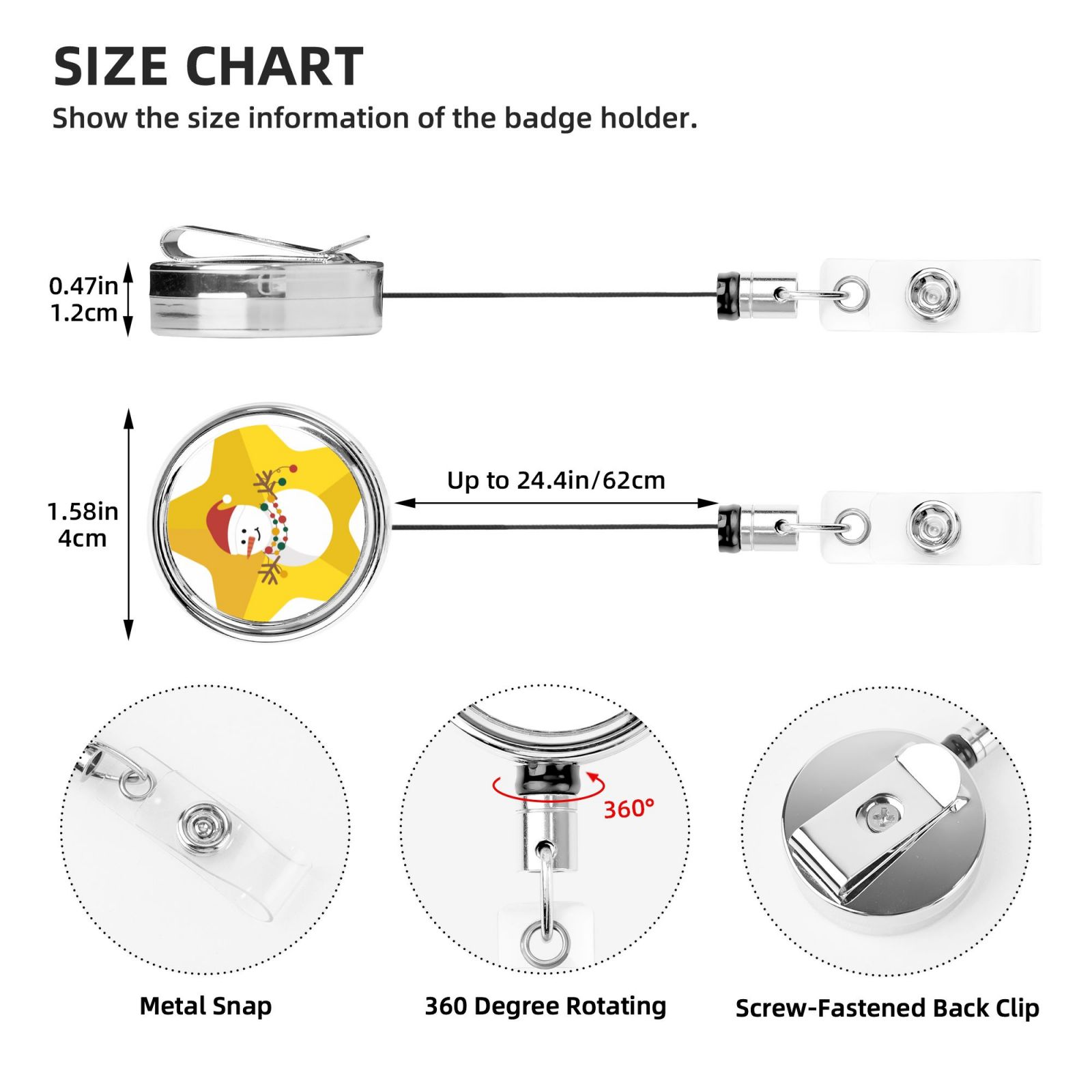 Heavy Duty Metal Retractable Badge Holder