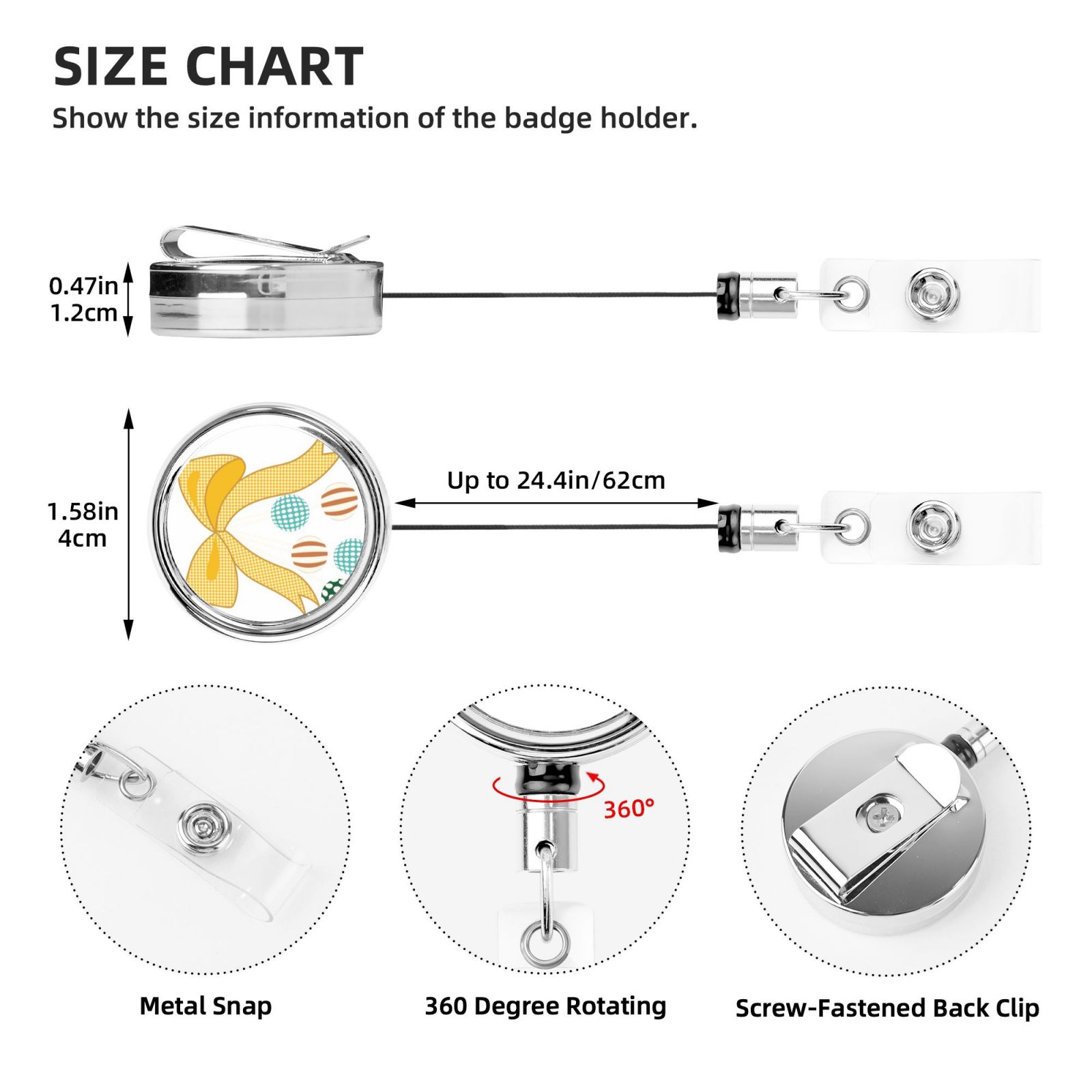 Heavy Duty Metal Retractable Badge Holder