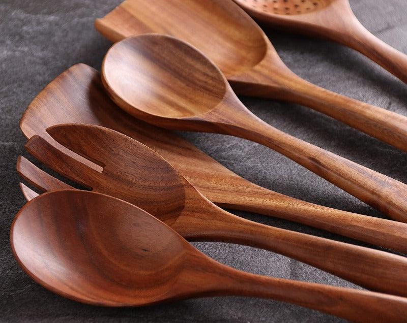 Kitchen Utensils Set Natural Wood