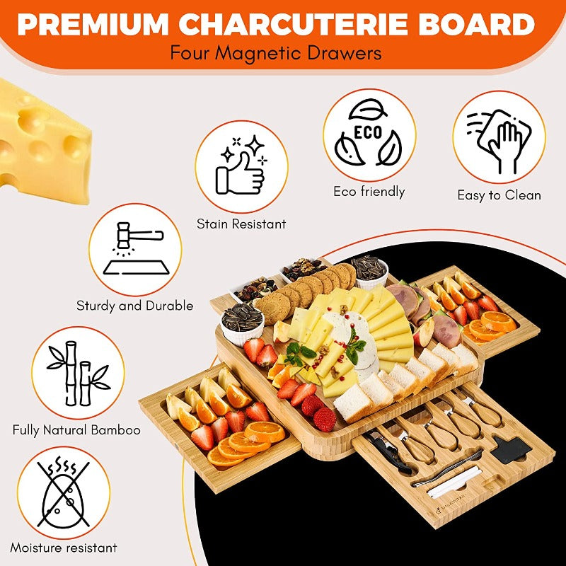 Premium Bamboo Cheese Board Set