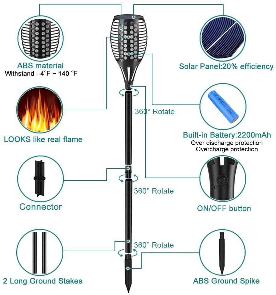 Flickering Flame Solar Torch Lights