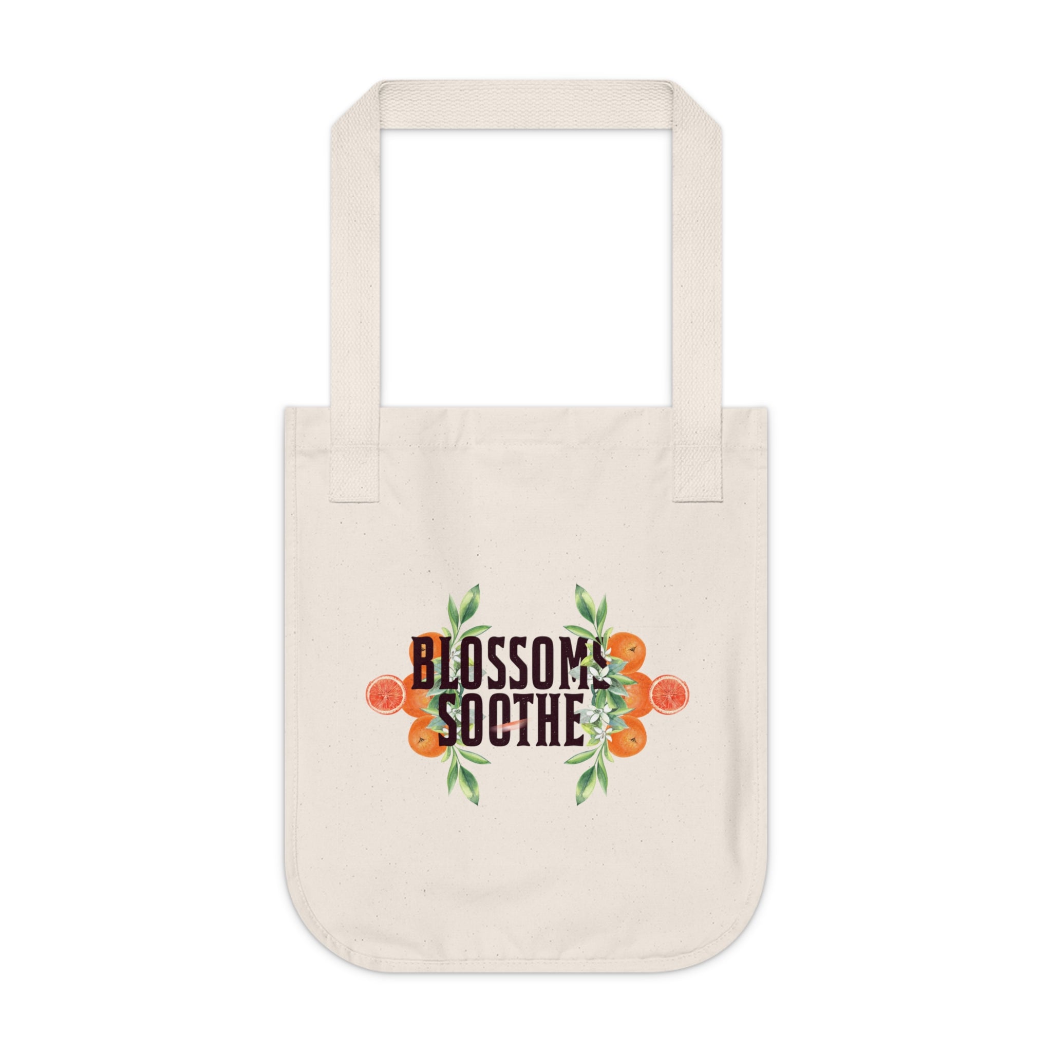 Organic Canvas Tote Bag | 'Blossoms Soothe' Garden Design | 100% Certified Organic Cotton | Eco-Friendly & Stylish