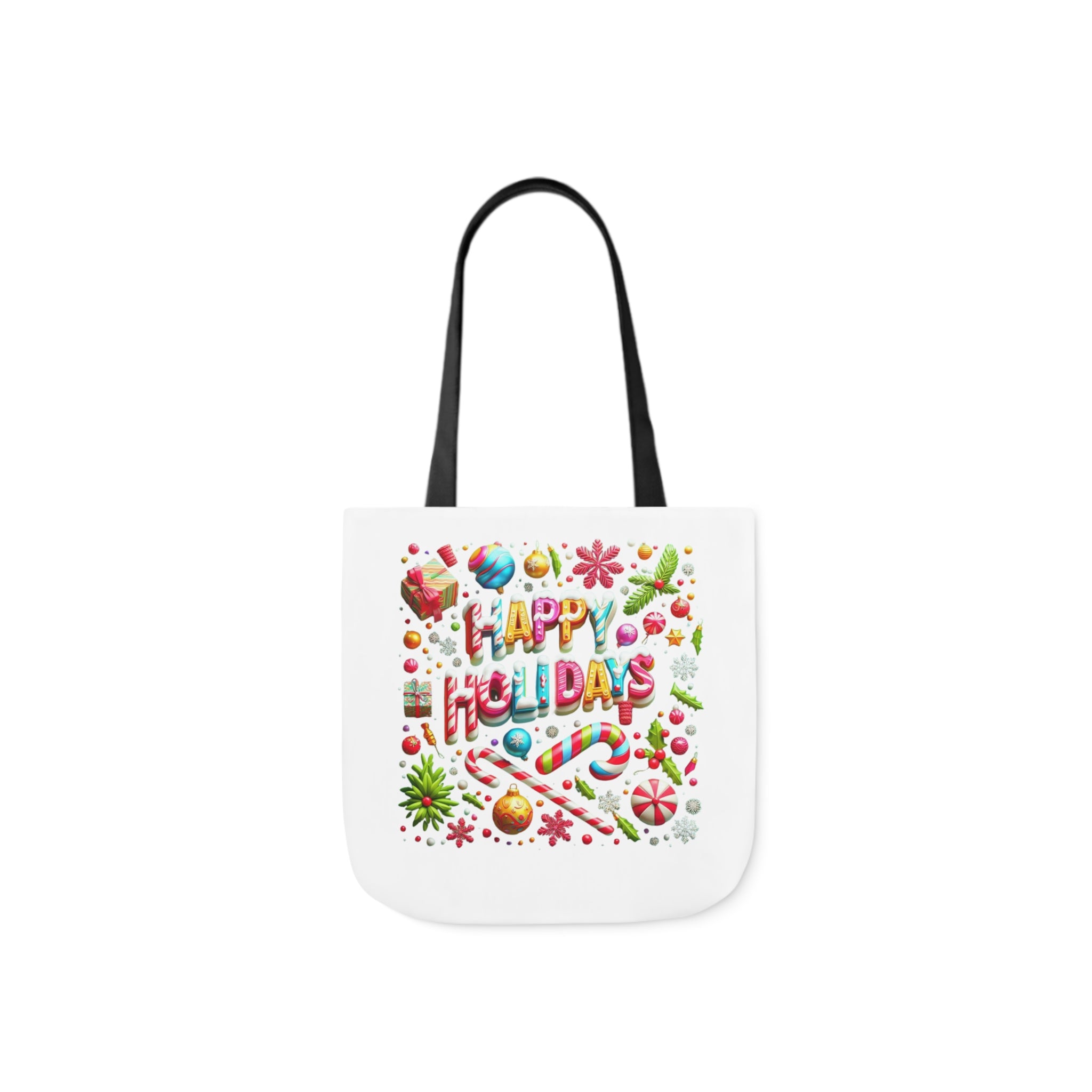 Garden Holiday Tote Bag with 5-Color Straps | 'Happy Holiday' Design | 100% Polyester Canvas