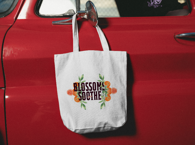 Organic Canvas Tote Bag | 'Blossoms Soothe' Garden Design | 100% Certified Organic Cotton | Eco-Friendly & Stylish