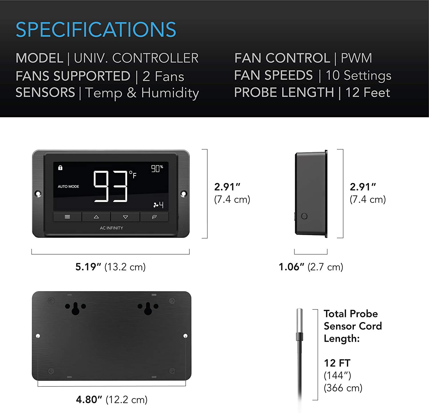 AC Infinity Inline Duct Fan Cloudline T12