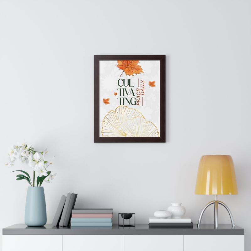 Framed Vertical Poster – 'Cultivating Peace Daily' Floral Art for Garden Lovers