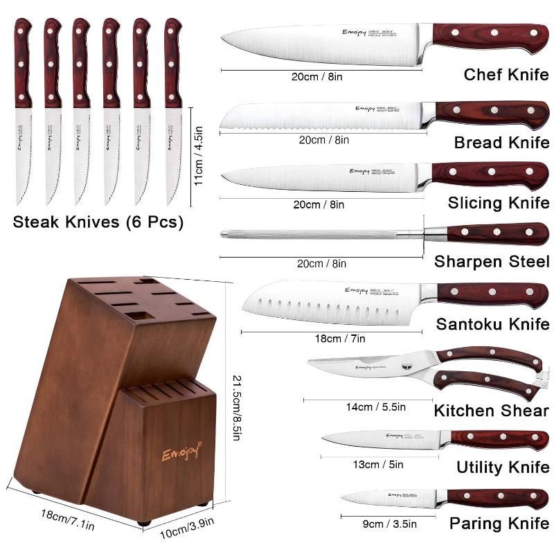 German Steel Kitchen Knife Set 15-Piece