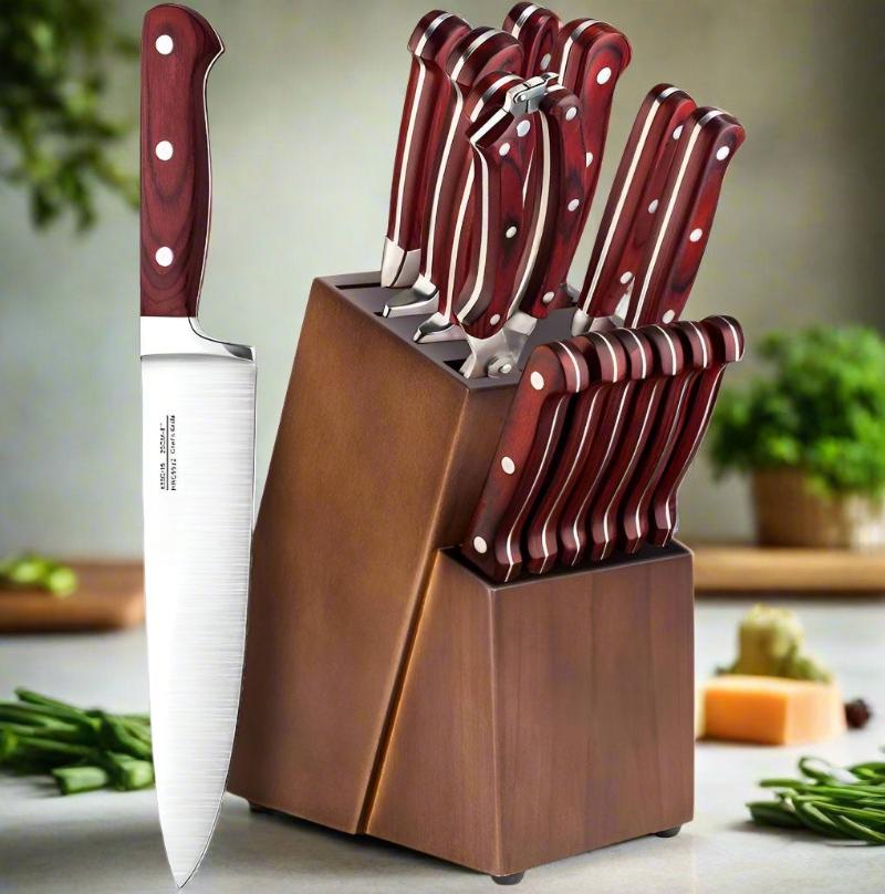 German Steel Kitchen Knife Set 15-Piece