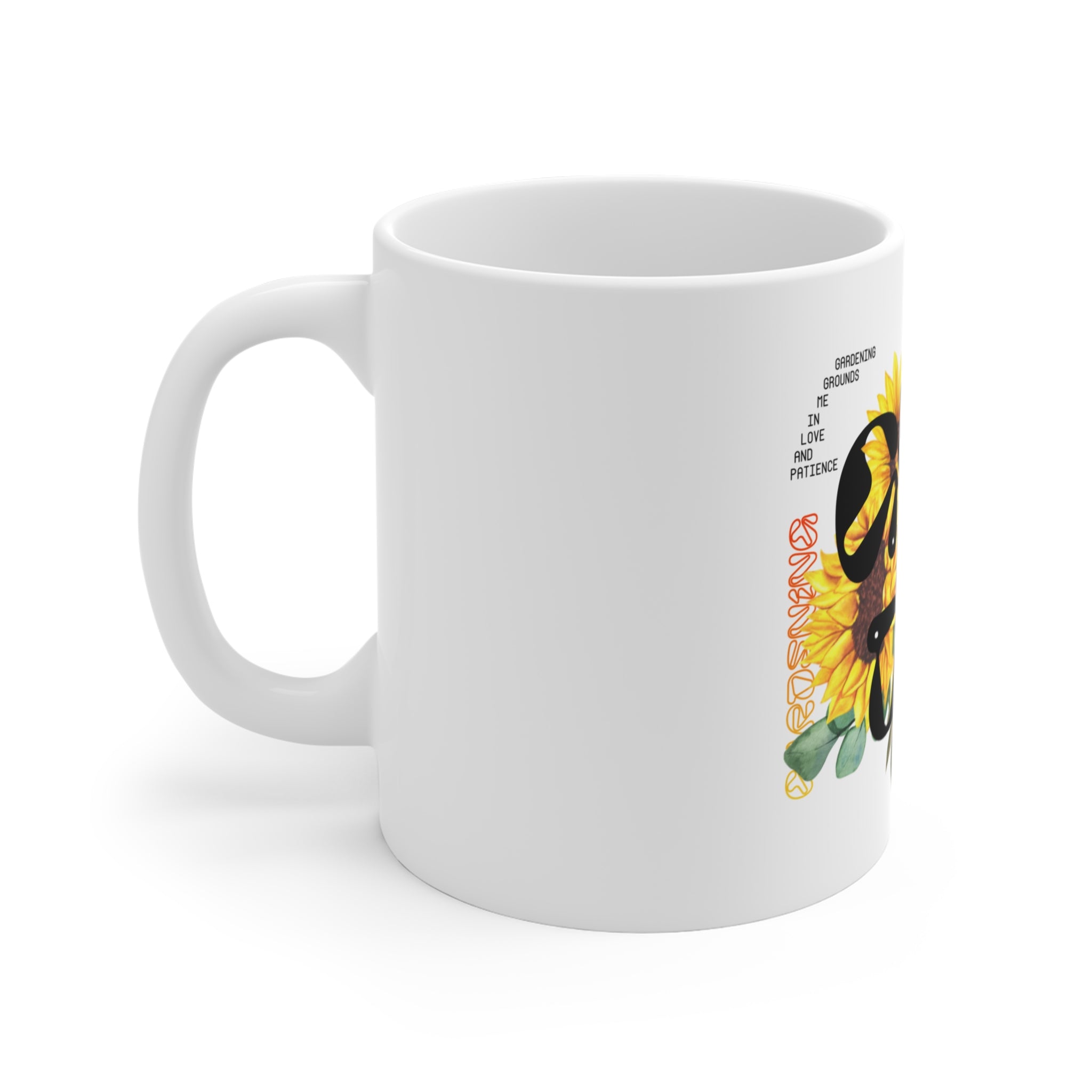 Garden Design Mug 11oz | White Ceramic | 'Garden' Inscription | Lead & BPA-Free | Perfect for Coffee & Tea