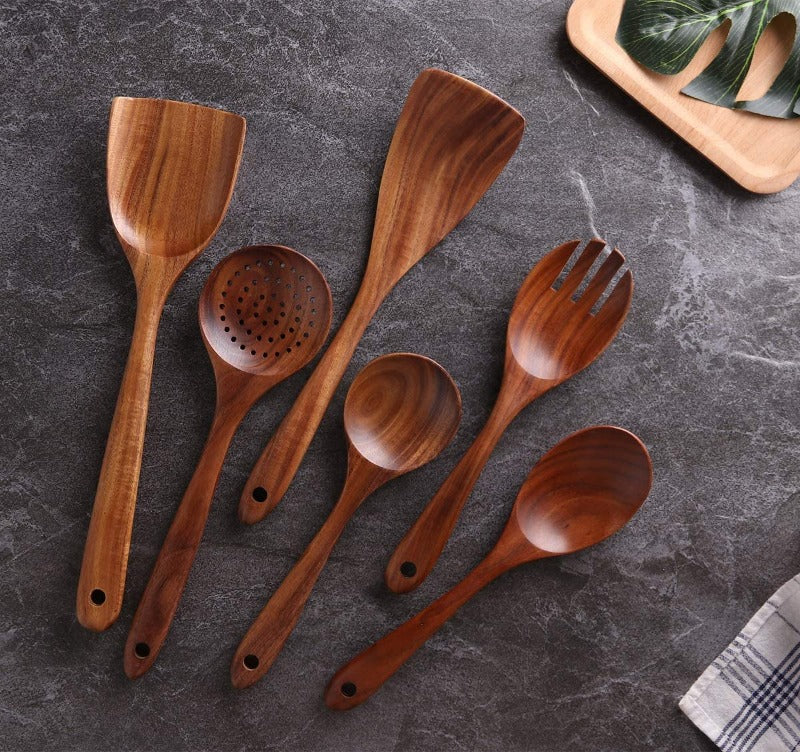 Kitchen Utensils Set Natural Wood