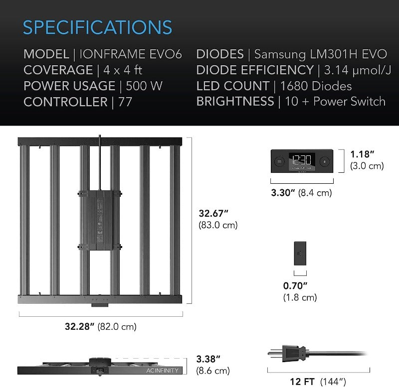 AC Infinity IONFRAME EVO6 Samsung Grow Light 4X4