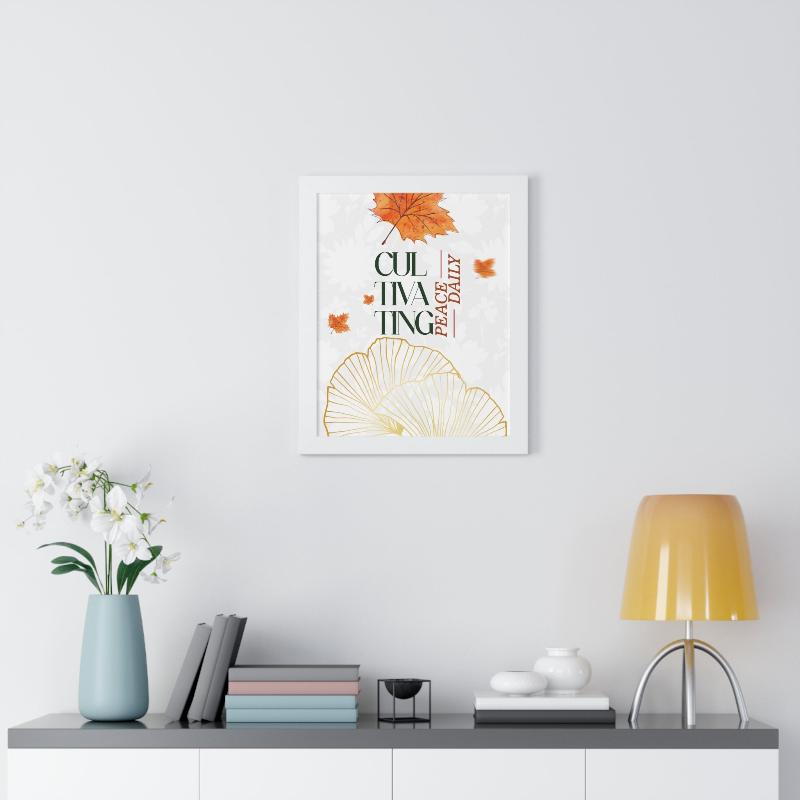 Framed Vertical Poster – 'Cultivating Peace Daily' Floral Art for Garden Lovers