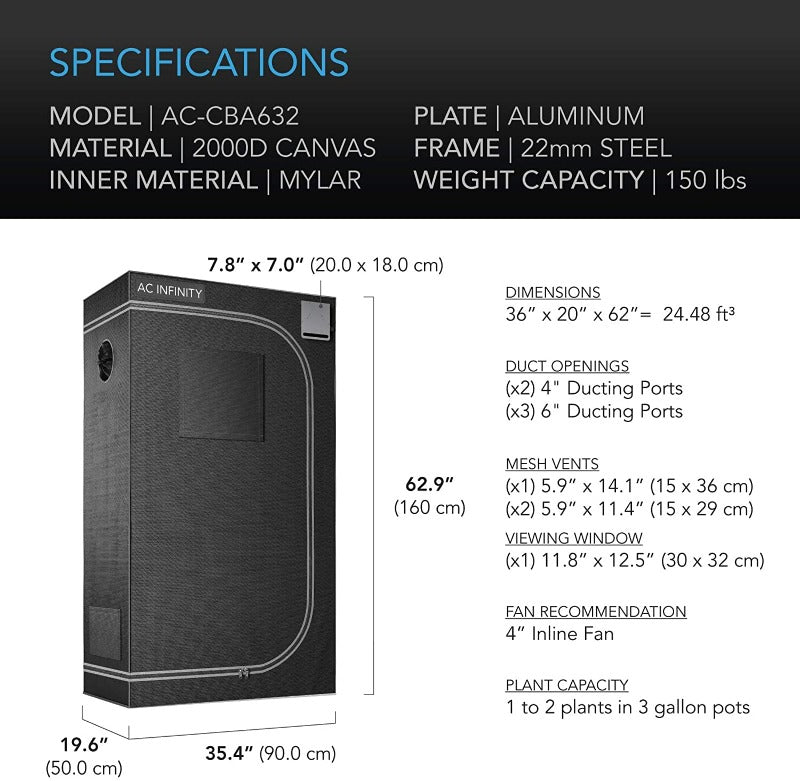 AC INFINITY Hydroponic Grow Tent Cloudlab 632