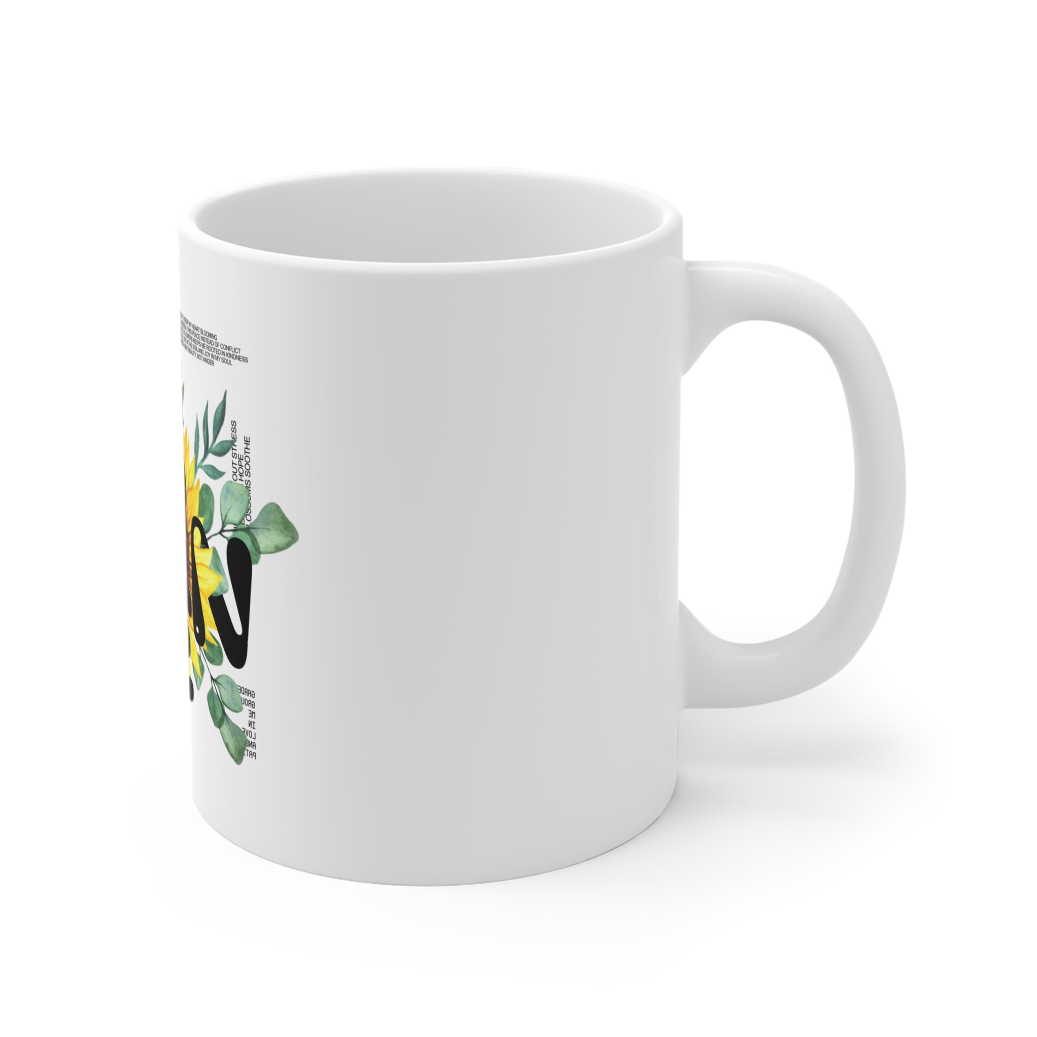 Garden Design Mug 11oz | White Ceramic | 'Garden' Inscription | Lead & BPA-Free | Perfect for Coffee & Tea