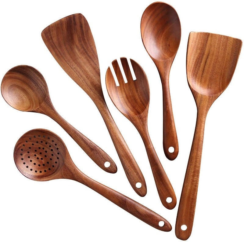 Kitchen Utensils Set Natural Wood