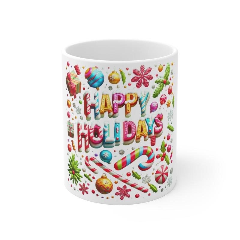 Holiday Design Mug 11oz | White Ceramic | Lead & BPA-Free | Ideal for Coffee & Tea