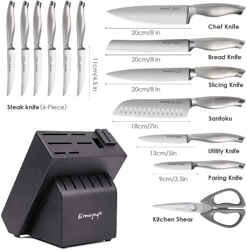 German Steel Kitchen Knife Set 15-Piece