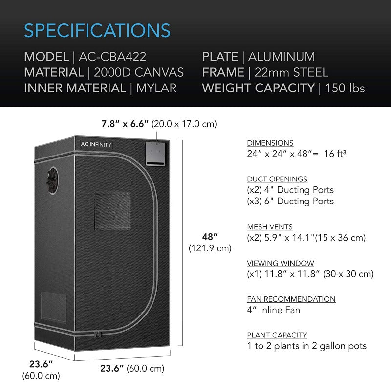 AC INFINITY Hydroponic Grow Tent Cloudlab 422