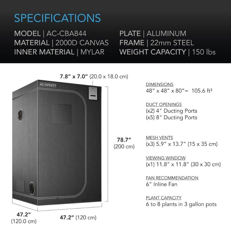 AC INFINITY Hydroponic Grow Tent Cloudlab 844