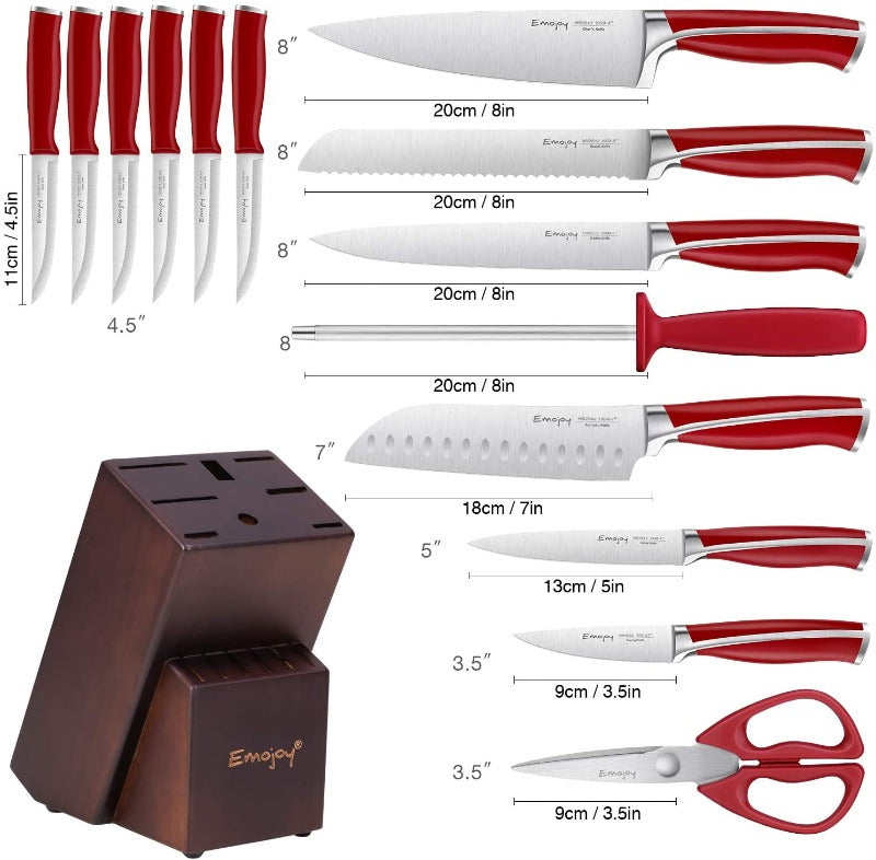 German Steel Kitchen Knife Set 15-Piece