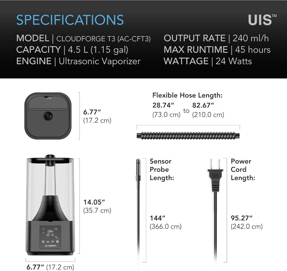 AC Infinity CLOUDFORGE T3 ENVIRONMENTAL HUMIDIFIER 4.5L