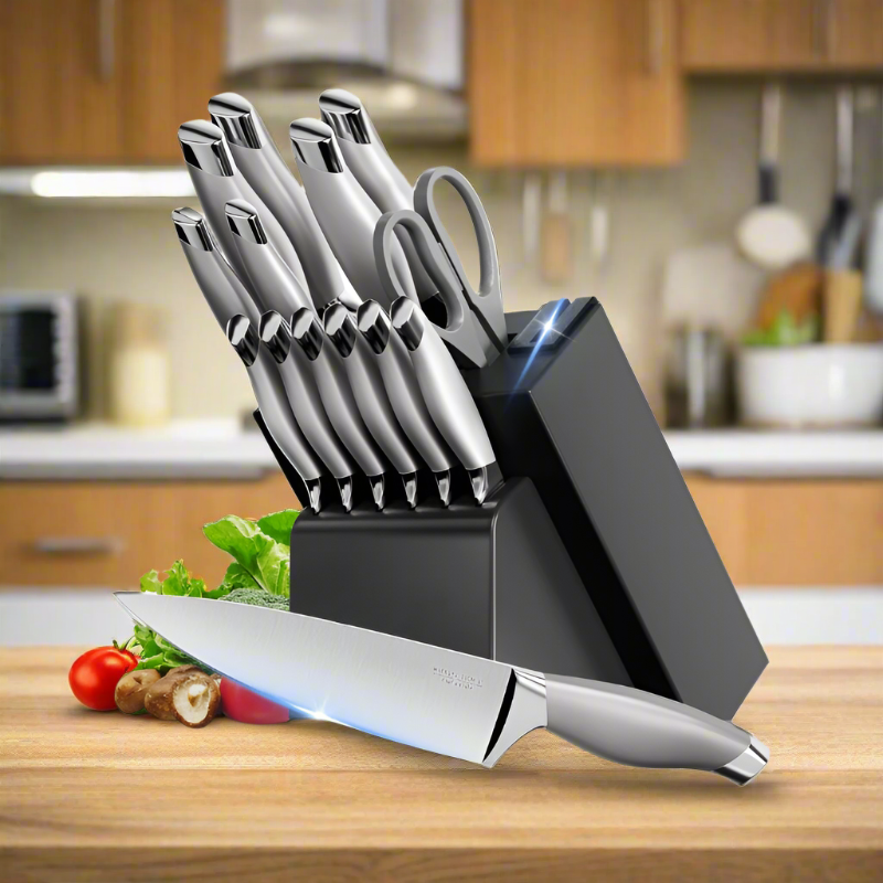 German Steel Kitchen Knife Set 15-Piece