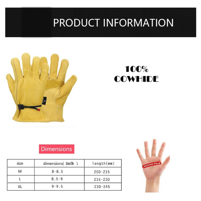 Premium Cowhide Leather Work Gloves