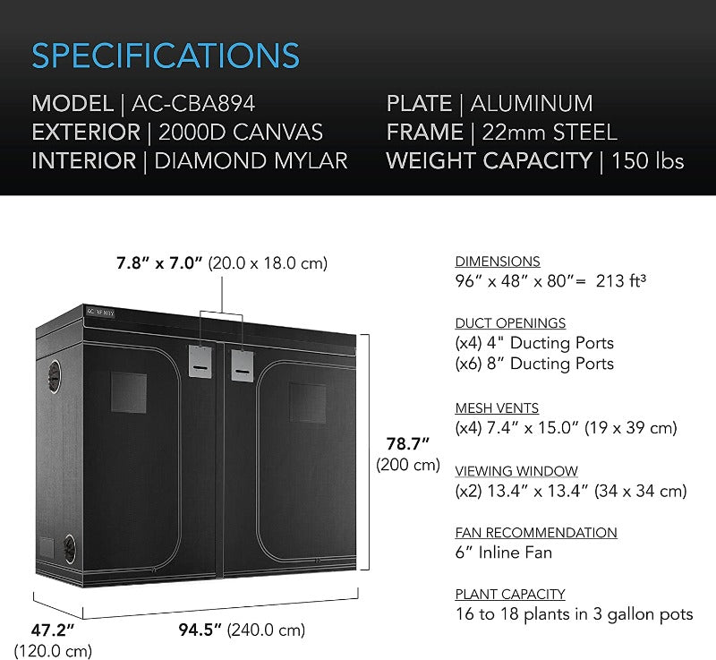 AC INFINITY Hydroponic Grow Tent Cloudlab 866 & 894