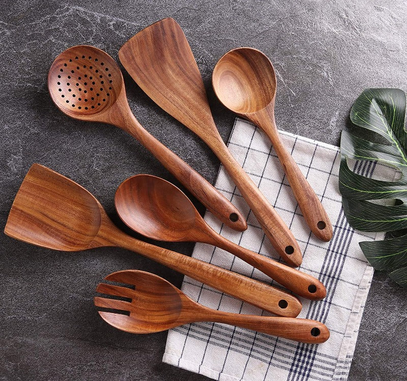 Kitchen Utensils Set Natural Wood