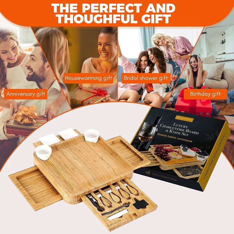 Premium Bamboo Cheese Board Set