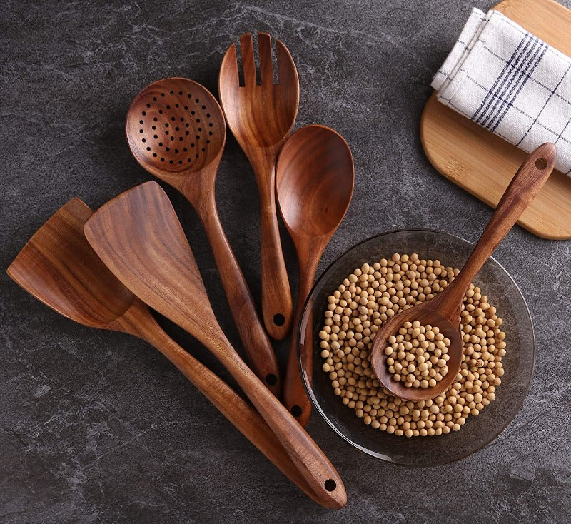 Kitchen Utensils Set Natural Wood