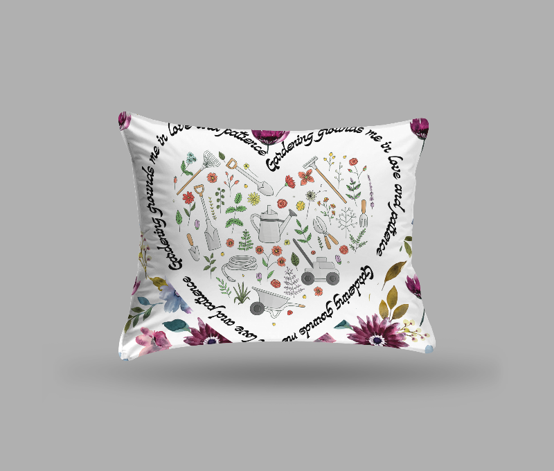 Garden Design Spun Polyester Square Pillow | 'Gardening Grounds Me in Love and Patience' | Double-Sided Print | Home Decor Accent