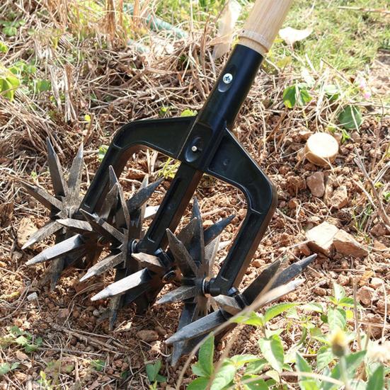 Multi-purpose Garden Tiller Rotary Tilling Tool Handheld Garden Tiller with Tines Portable Soil Loader Rotary Tiller