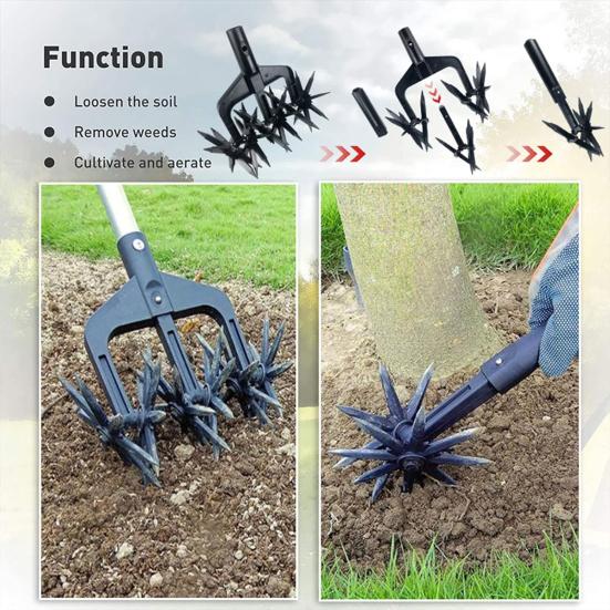 Multi-purpose Garden Tiller Rotary Tilling Tool Handheld Garden Tiller with Tines Portable Soil Loader Rotary Tiller