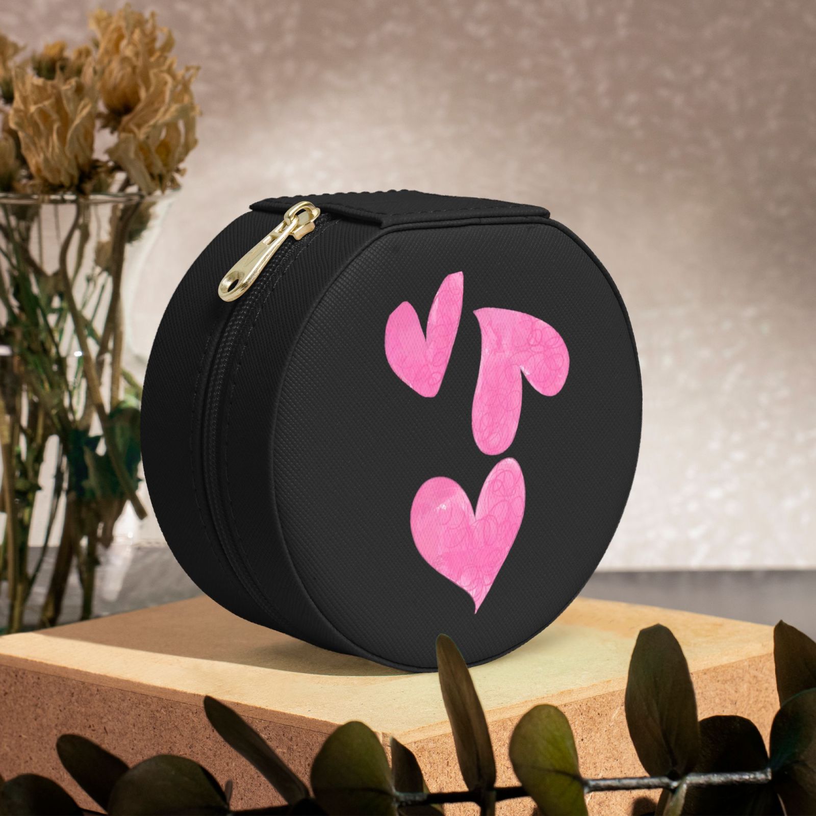 Round Leather Jewelry Box