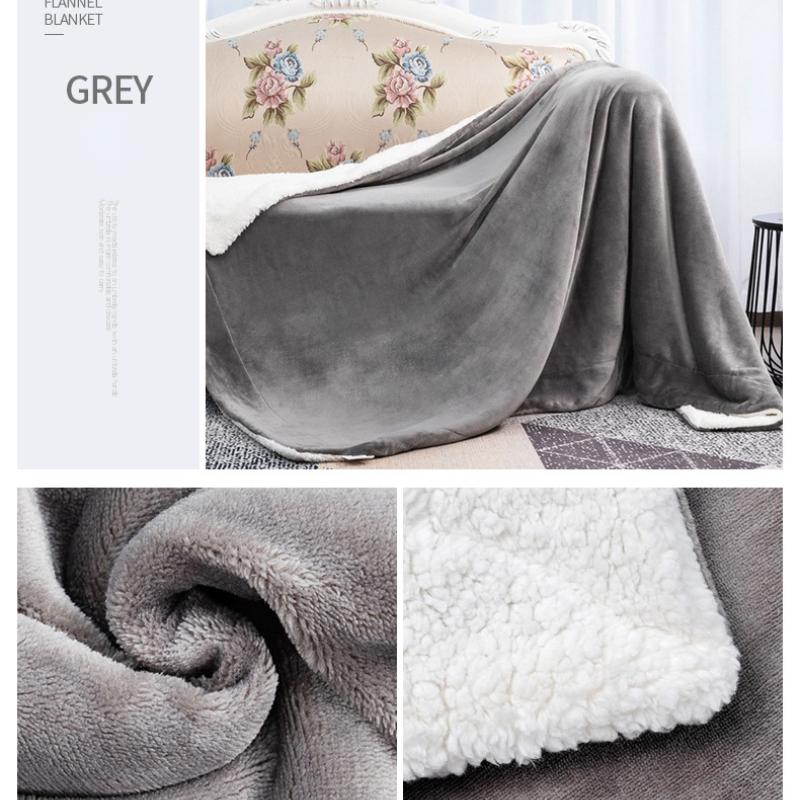 Adult Thickened Warm Winter Fleece Blanket Winter Double Sided Solid Color Travel Office Blanket Sofa Blanket