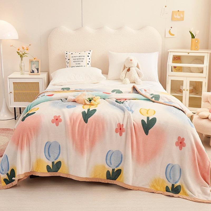 Thickened European cotton padded new solid color double-sided blanket High-grade skin care cover blanket