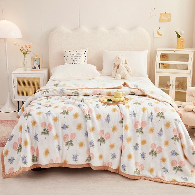 Thickened European cotton padded new solid color double-sided blanket High-grade skin care cover blanket