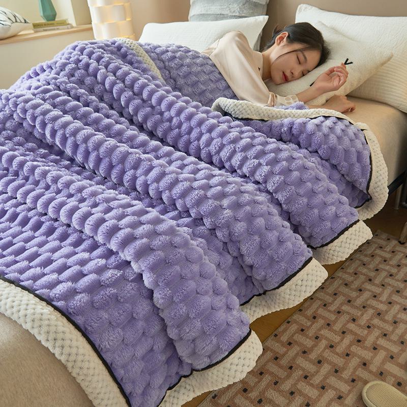 Thickened nap blanket double layer with turtle back design made of velvet Suitable for bed or sofa