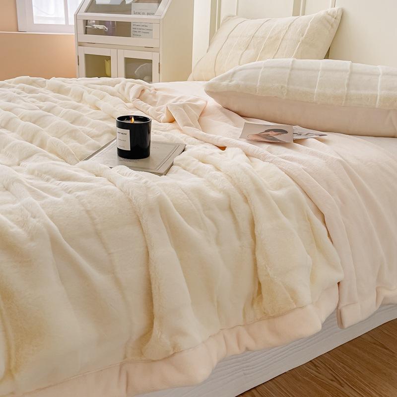 Winter Warm Bed Blanket Fluffy Soft Plush Blanket Solid Sofa Cover Luxury Blanket Bedroom Sofa Home Decorations